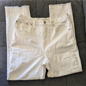 Madewell The High Rise Slim Crop Boyjean 27 Tile White Raw Hem Denim Jeans